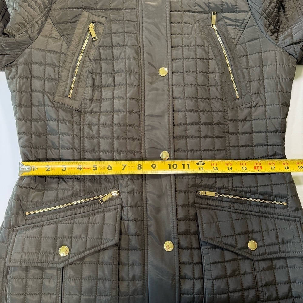 NWT Michael Kors Women’s Quilted Anorak Coat Dark Green Moss Gold Hardware M - Picture 13 of 14
